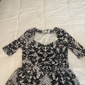 Anthropologie Black and White Lace Top